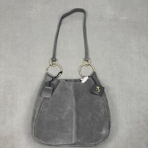 Gray Suede Crossbody Bag